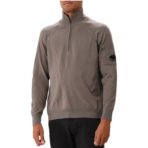 Brauner Merinowoll-Halbzip-Pullover , Herren, Größe: 3XL - C.P. Company - Modalova