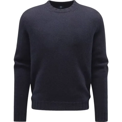 Navy Round Neck Cotton Sweater , male, Sizes: 2XL, XL - Fedeli - Modalova