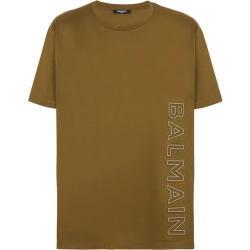 Oversize-T-Shirt aus Öko-Baumwolle mit reflektierendem -ogo , Herren, Größe: XL - Balmain - Modalova