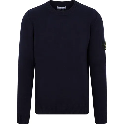 Blauer Gestrickter Rundhalsausschnitt Pullover , Herren, Größe: L - Stone Island - Modalova