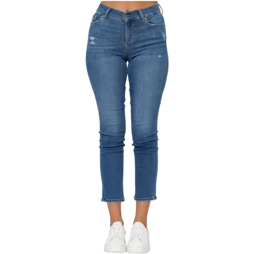 Denim Cropped Jeans mit schmalem Bein , Damen, Größe: W24 - Liu Jo - Modalova