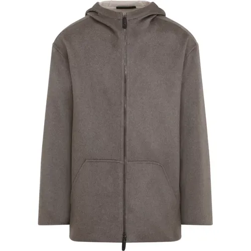 Taupe Double Face Caban Coat , male, Sizes: XL, L - Giorgio Armani - Modalova