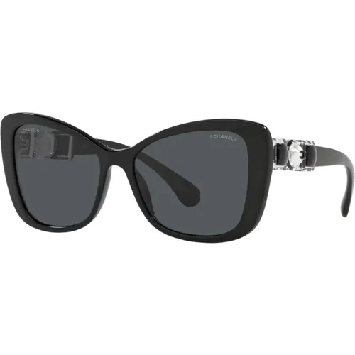 Schwarze Sonnenbrille - Stilvoll und vielseitig , Damen, Größe: 55 MM - Chanel - Modalova
