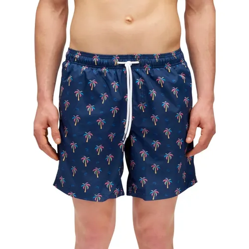 Beach Boxer Shorts with Palmette Print , male, Sizes: L, XL - Sundek - Modalova