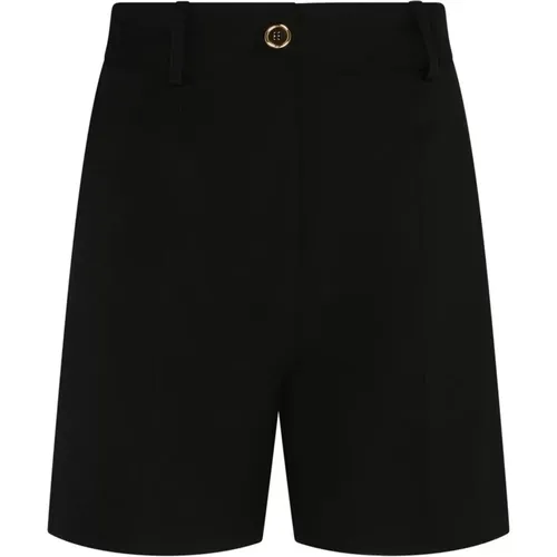 Schwarze Wollshorts mit Pleather-Detail , Damen, Größe: 2XS - Patou - Modalova