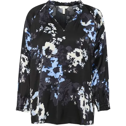 Dunkelblaue Blurred Flower Bluse - Part Two - Modalova