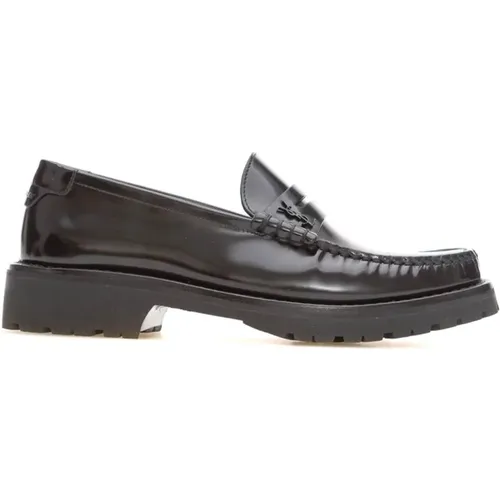 Klassische Schwarze Lederloafers - Saint Laurent - Modalova