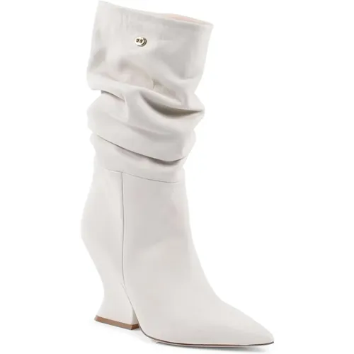 Cremefarbene Leder Keilabsatz Stiefel , Damen, Größe: 41 EU - Dee Ocleppo - Modalova