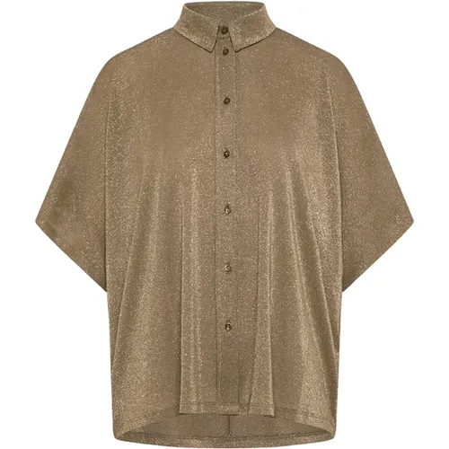 Lurex Jersey Oversized Shirt , female, Sizes: XS, S - Momoni - Modalova