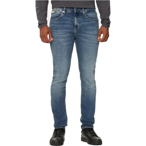 Skinny Fit Jeans - Blau Tapered , Herren, Größe: W33 L32 - Calvin Klein - Modalova