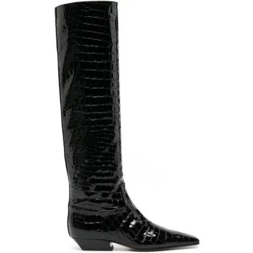 Luxury Crocodile-Effect Leather Boots , female, Sizes: 6 UK, 4 1/2 UK, 4 UK, 5 UK - Khaite - Modalova