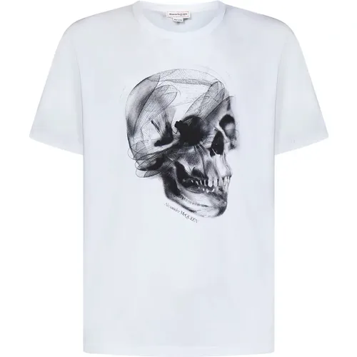 T-Shirt mit Dragonfly Skull Print , Herren, Größe: S - alexander mcqueen - Modalova