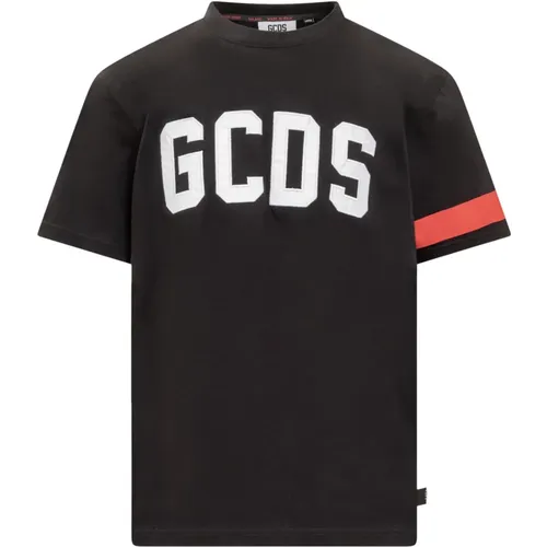 Schwarzes Logo T-Shirt mit roten Bändern - Gcds - Modalova
