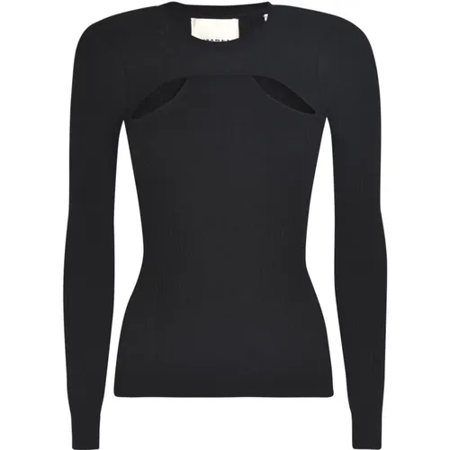 Schwarzer gerippter Cut-Out Sweatshirt , Damen, Größe: 2XS - Isabel marant - Modalova