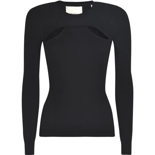 Schwarzer gerippter Cut-Out Sweatshirt , Damen, Größe: S - Isabel marant - Modalova