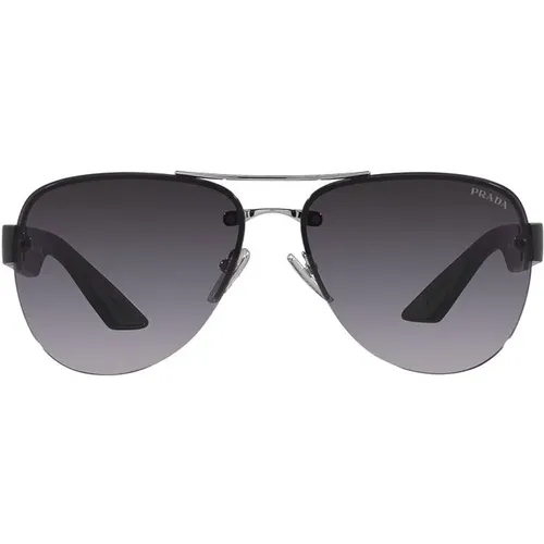 Moderne silberne Sonnenbrille mit Gradient Gläsern , Herren, Größe: 64 MM - Prada - Modalova