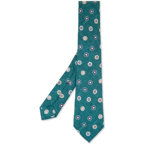 Green Silk Floral Pattern Tie , male, Sizes: ONE SIZE - Kiton - Modalova