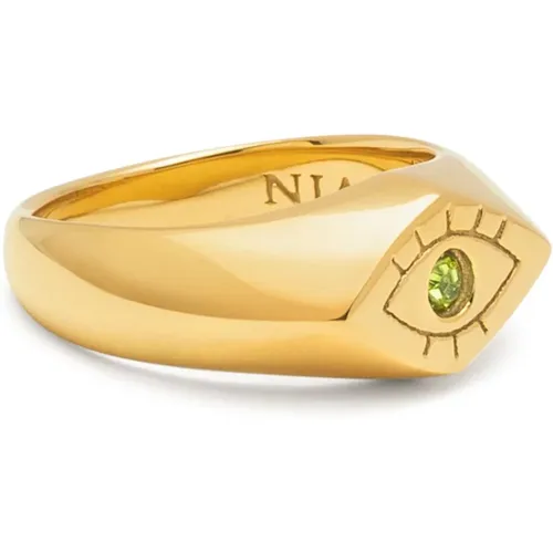 Women's Evil Eye Signet Ring , Damen, Größe: 54 MM - Nialaya - Modalova