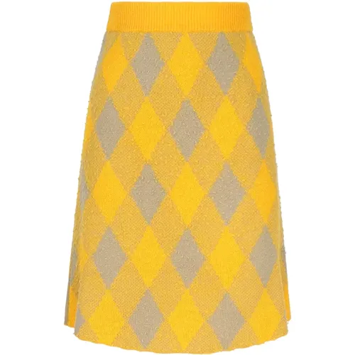 Wool Skirt with Equestrian Knight Design , female, Sizes: XS - Burberry - Modalova