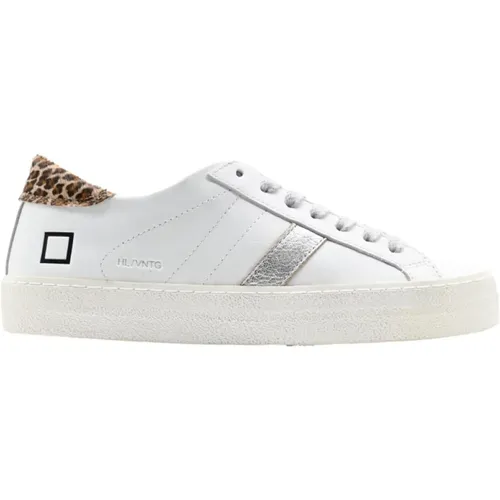 Niedrige Vintage Kalb Weiß Leopard Sneakers , Damen, Größe: 39 EU - D.A.T.E. - Modalova