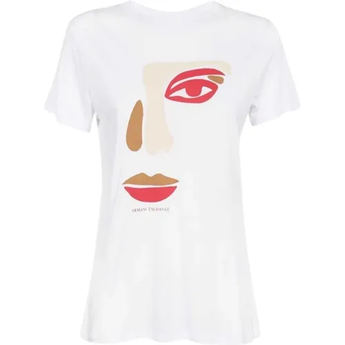 Basic T-Shirt , Damen, Größe: M - Armani Exchange - Modalova