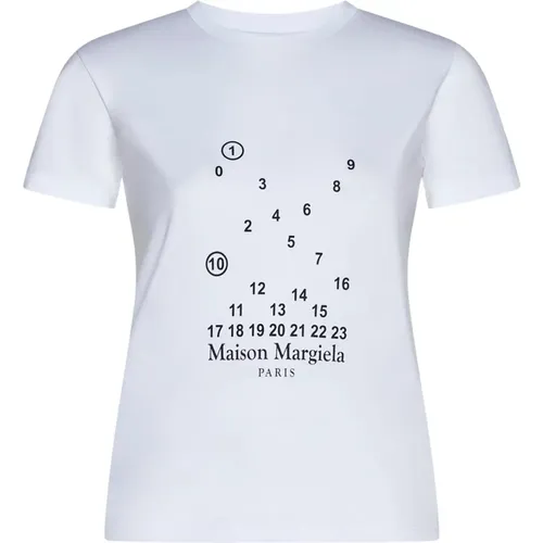 Logo-Print T-Shirt Weiß , Damen, Größe: S - Maison Margiela - Modalova