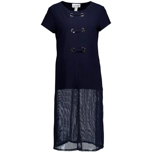 Dark Tunic Dress with Short Sleeves and Gold Details , female, Sizes: L, M - Joseph Ribkoff - Modalova