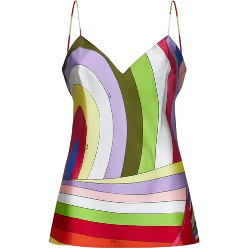 Abstract Print Silk Camisole Top , female, Sizes: L, XS, S - EMILIO PUCCI - Modalova