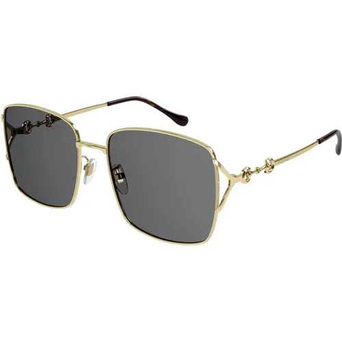 Gold/Graue Sonnenbrille , Damen, Größe: 58 MM - Gucci - Modalova