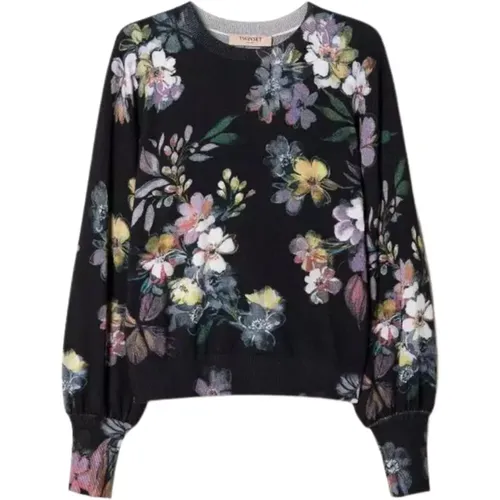 Floral Print Sweaters , female, Sizes: M, L - Twinset - Modalova