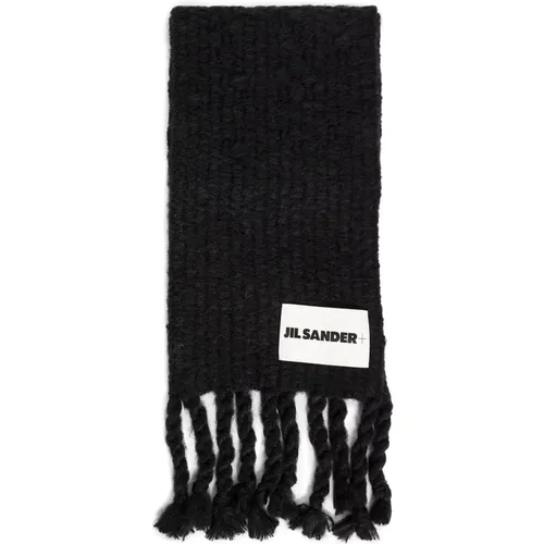 Basketweave Knit Scarf with Fringed Ends , female, Sizes: ONE SIZE - Jil Sander - Modalova