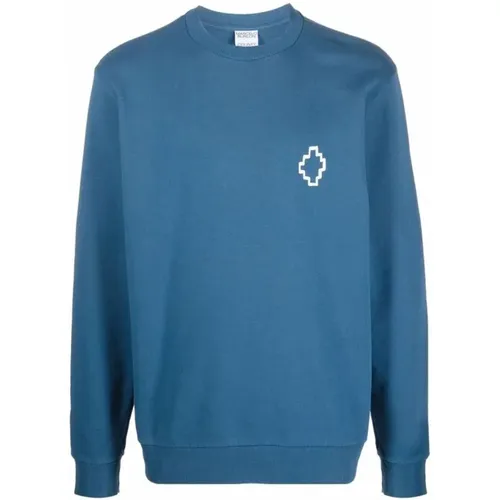 Blaues Baumwoll-Sweatshirt mit Logo-Print , Herren, Größe: L - Marcelo Burlon - Modalova