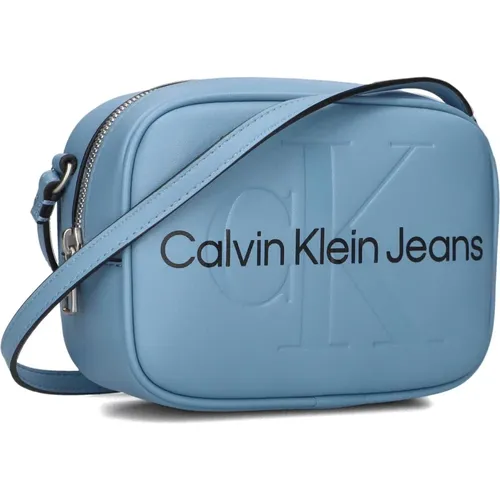 Sculpted Kameratasche Blau Lederlook , Damen, Größe: ONE Size - Calvin Klein - Modalova