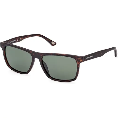 Polarized Sunglasses Havana Green Lens , male, Sizes: 56 MM - Skechers - Modalova