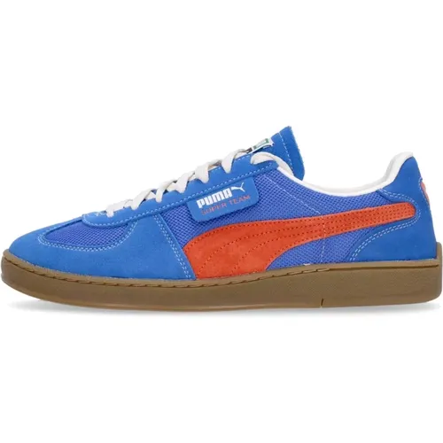 Blau/Orange Wildleder Flacher Schuh , Herren, Größe: 46 EU - Puma - Modalova