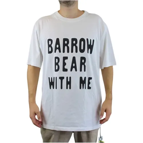 Short Sleeve T-Shirt with Letters and Bear , male, Sizes: L, M, XL - Barrow - Modalova