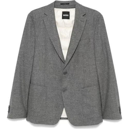 Blended wool jacket with 2 buttons , male, Sizes: L, 4XL, 2XL, XL, M - Hugo Boss - Modalova