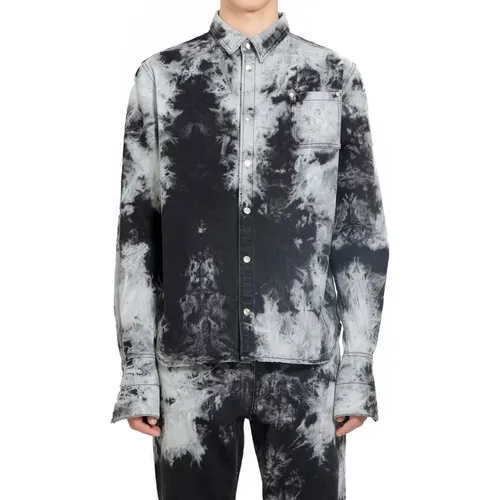 Tie Dye Denim Classic Collar Hemd , Herren, Größe: S - LOUIS GABRIEL NOUCHI - Modalova