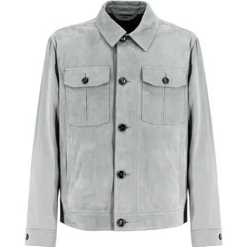 Soft Suede Jacket with Horn Button Fastening , male, Sizes: 3XL - Brioni - Modalova