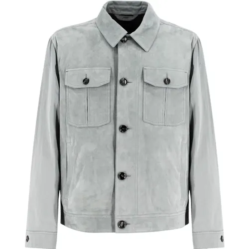 Soft Suede Jacket with Horn Button Fastening , male, Sizes: XL, 3XL, 2XL - Brioni - Modalova