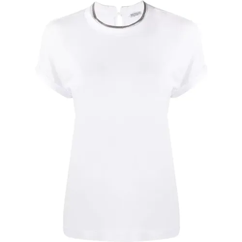 Womens Clothing T-Shirts Polos Bianco Noos , female, Sizes: L, M - BRUNELLO CUCINELLI - Modalova