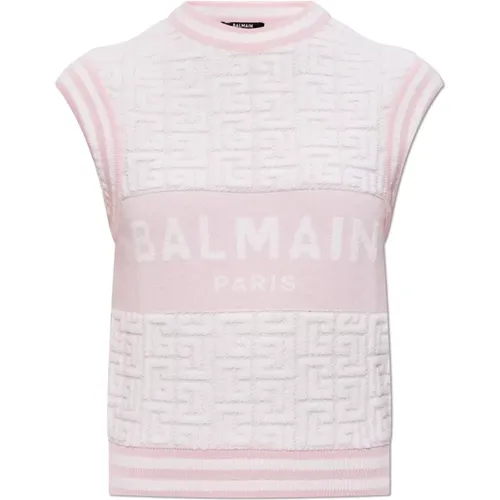 Weste mit Logo , Damen, Größe: XS - Balmain - Modalova