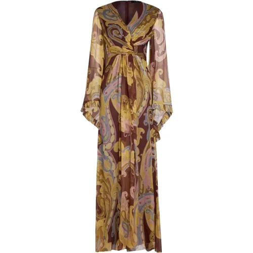 Burgundy Paisley Print Long Dress , female, Sizes: S - ETRO - Modalova