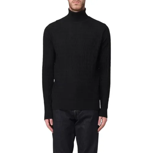 Wollpullover mit Devoré-Schriftzug , Herren, Größe: M - Emporio Armani - Modalova