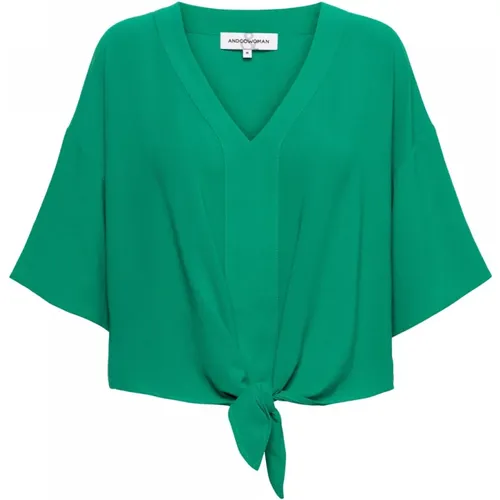 Grünes V-Ausschnitt-Top mit kurzen Ärmeln,Kobaltblauer Kurzarm-Top,Tops - &Co Woman - Modalova
