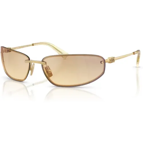 Golden Frame Mirrored Sunglasses , unisex, Sizes: 68 MM, ONE SIZE - Miu Miu - Modalova