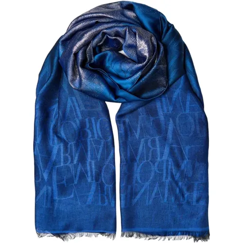 Navy Logo Scarf , female, Sizes: ONE SIZE - Emporio Armani - Modalova