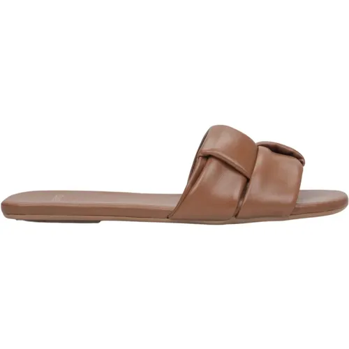 Damen Braun Patch Leder Slide Sandalen Er00115213 , Damen, Größe: 38 EU - Estro - Modalova