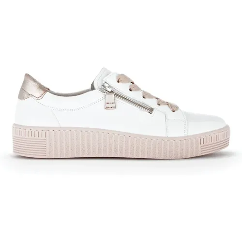 Weiße Lederkorn Sneakers , Damen, Größe: 42 EU - Gabor - Modalova