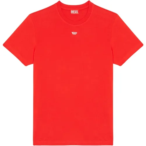 Herren T-Shirt mit roter D-Applikation , Herren, Größe: XL - Diesel - Modalova